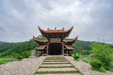 连城罗坊的木质古建筑廊桥-云龙桥正面