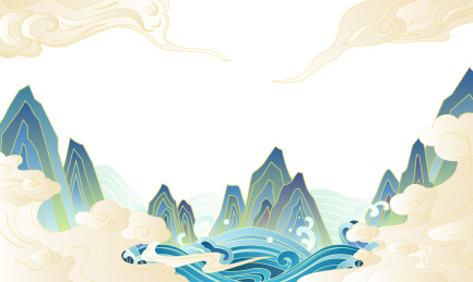 中国风传统山水云纹插画