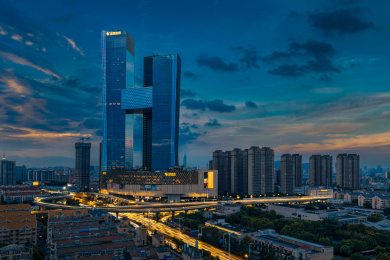 南京金鹰世界夜景高空俯拍