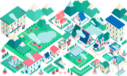 2.5D小清新建筑房屋小镇