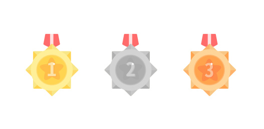 卡通矢量金银铜奖牌