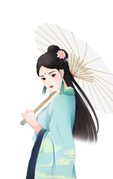 古风立绘少女手撑油纸伞