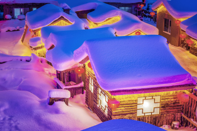 中国黑龙江牡丹江雪乡的风光