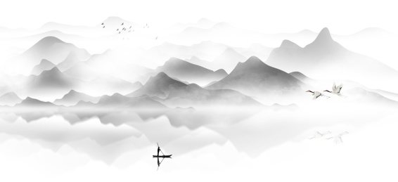 手绘意境水墨山水画