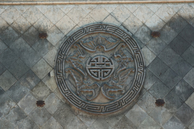 中国山西灵石县王家大院建筑精美的雕刻图案