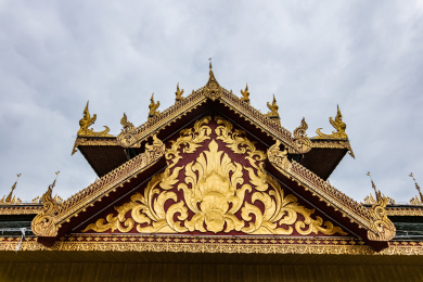 中国云南省景洪市龙舟广场长廊亭园林古建筑