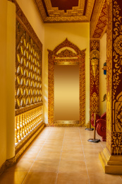 中国云南省景洪市曼听公园傣王宫殿室内装饰建筑