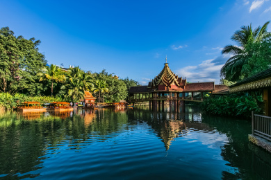 中国云南省景洪市曼听公园建筑环境