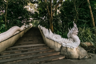 中国云南省景洪市西双版纳曼听公园龙兽雕塑装饰