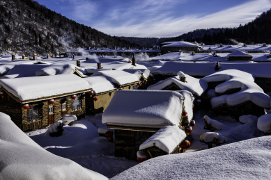 中国黑龙江牡丹江雪乡的风光