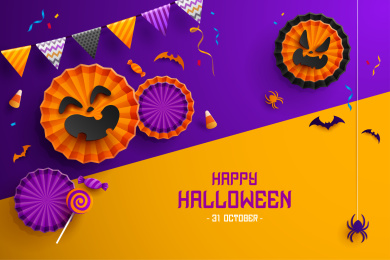 万圣节快乐！万圣节纸艺术设计。