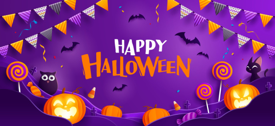 万圣节快乐！万圣节纸艺术设计。