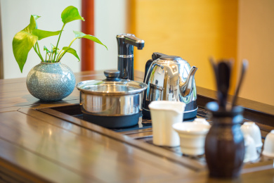 茶具摆件绿植