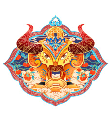 牛年吉祥图腾——金牛站乾坤，牛市连年红