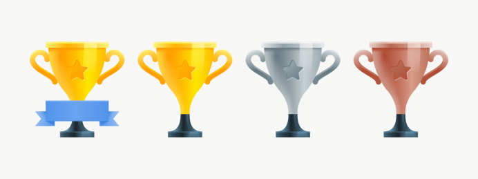 金银铜荣誉奖杯立体图标