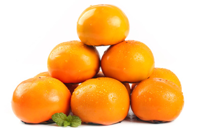 白底上放着一堆脆柿