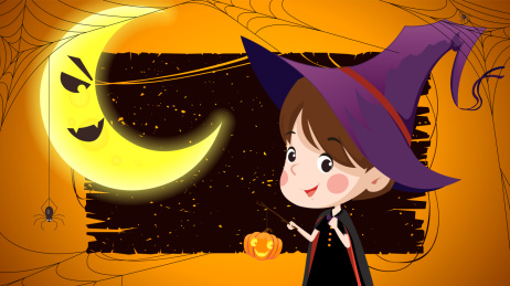 万圣节活动背景可爱女巫高档插画矢量图