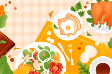 美食顶视图矢量插画