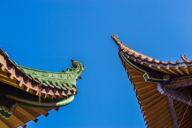 中国四川绵阳秋季圣水寺罗汉寺风光