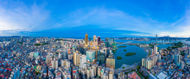 中国澳门半岛城市风光航拍