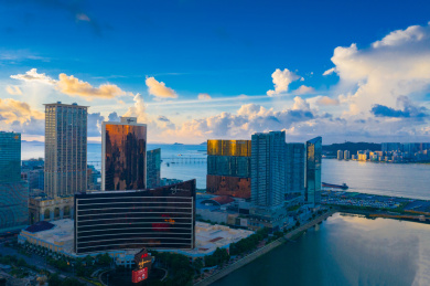 中国澳门半岛城市风光航拍
