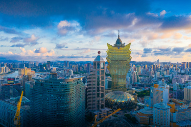 中国澳门半岛城市风光航拍