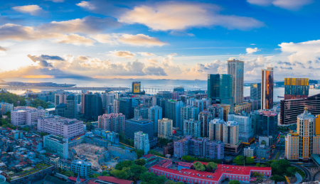 中国澳门半岛城市风光航拍