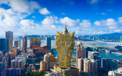 中国澳门半岛城市风光航拍