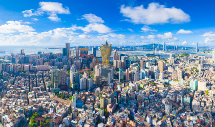 中国澳门半岛城市风光航拍