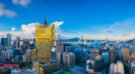 中国澳门半岛城市风光航拍