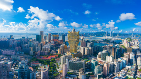 中国澳门半岛城市风光航拍
