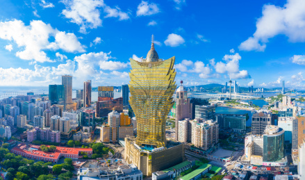 中国澳门半岛城市风光航拍