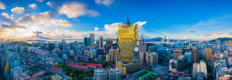 中国澳门半岛城市风光航拍