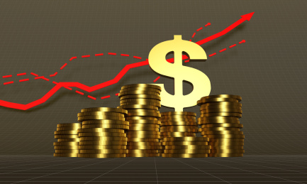 美元符号与金币箭头，事业成功与财富积累