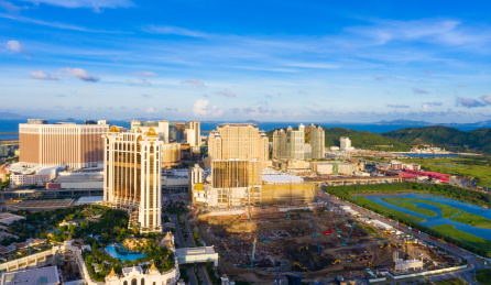 中国澳门氹仔、路环二岛航拍风光