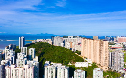 中国澳门氹仔、路环二岛航拍风光