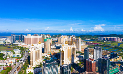 中国澳门氹仔、路环二岛航拍风光