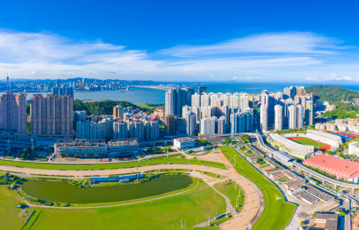 中国澳门氹仔、路环二岛航拍风光