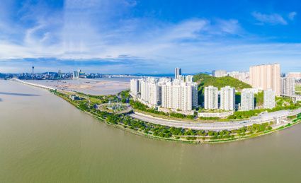 中国澳门氹仔、路环二岛航拍风光