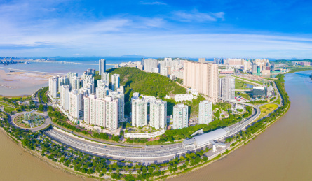 中国澳门氹仔、路环二岛航拍风光