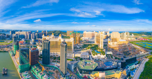 中国澳门氹仔、路环二岛航拍风光