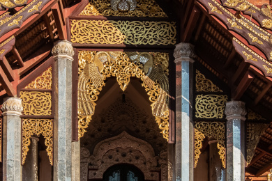 中国云南省景洪市告庄大金塔屋檐斗拱装饰