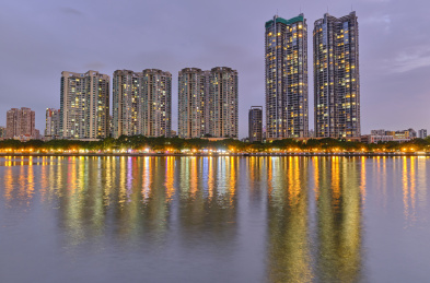 中国广州珠江豪宅夜景灯光