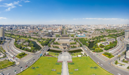 陕西西安南门城墙古城航拍视角全景风光