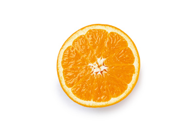 夏橙切开半个果肉白底