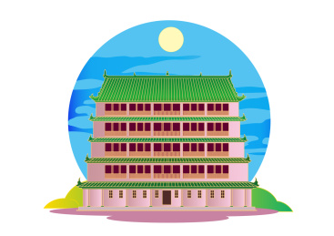 矢量广州标志建筑羊城八景国潮镇海楼五层楼