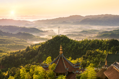中国四川宜宾长宁县蜀南竹海龙吟寺风景区
