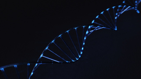 3D渲染发光的DNA双螺旋结构体插图