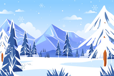 自然风景雪景矢量插画
