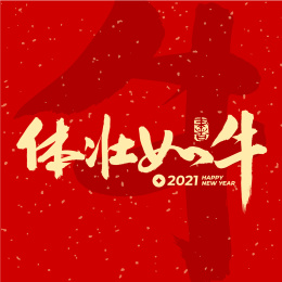 牛年 体壮如牛 手写中文汉字书法字体